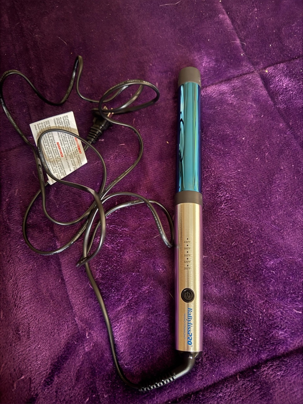 Blue Barrel Curling Iron with Silver Handle